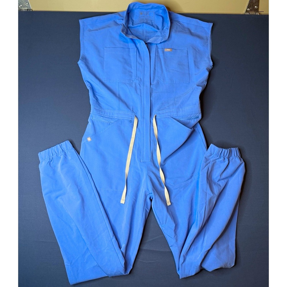 FIGS Technical Collection Blue Zip Front Scrub Coveralls Jumpsuit Unisex M
